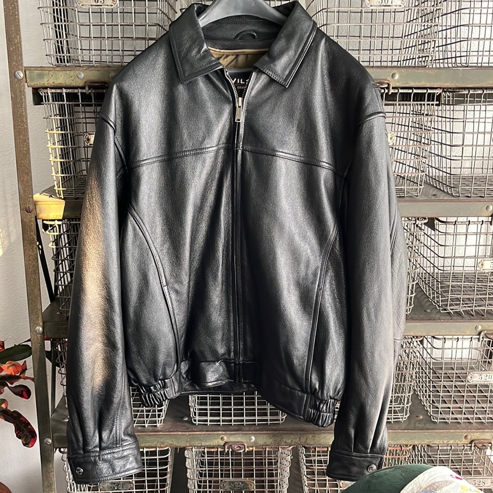 Bomber Style Leather Biker Jacket, Mens Sz M, *Nice*